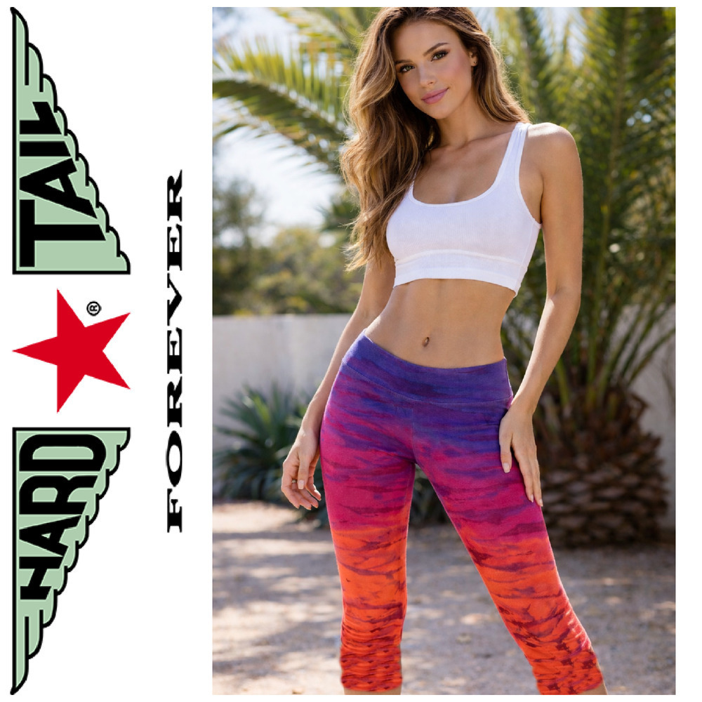 Vtg Y2K Hard Tail Forever Flat Waist Tie-Dye Cropped Capri Leggings Pants Sz XS
